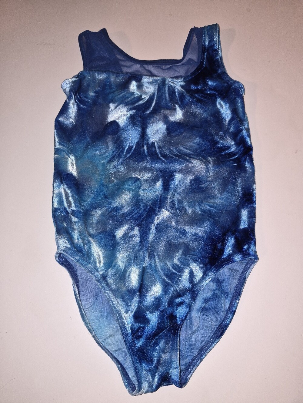 Mondor gynnastics Blue Swirl girl 8-10 One-Piece Velvet Made In Canada